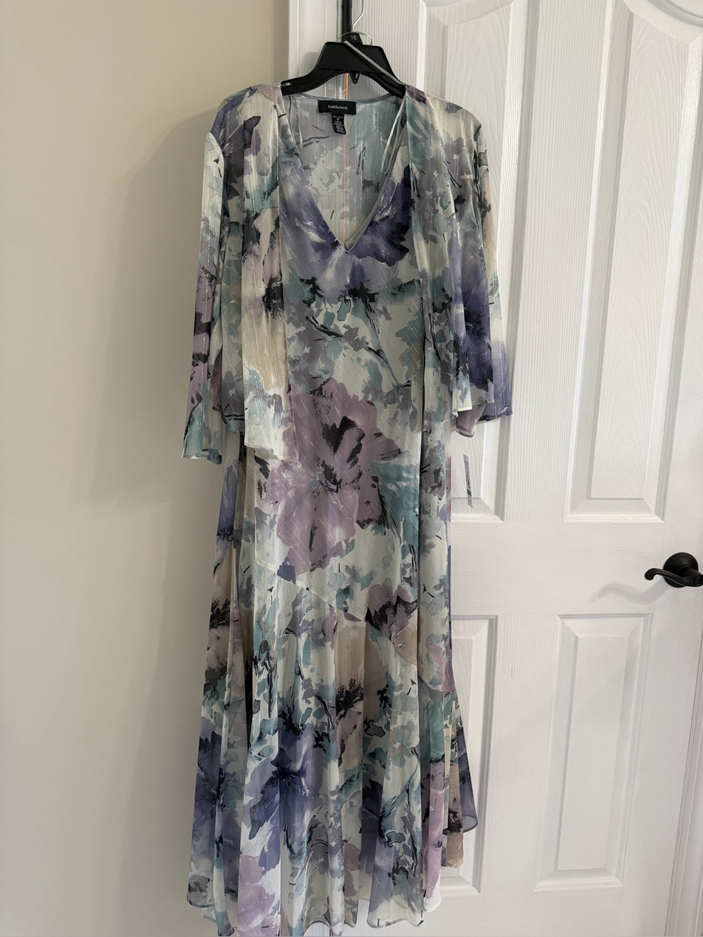 R & M Richards Pastel Floral Maxi Dress in Lavender, Mint and Cream